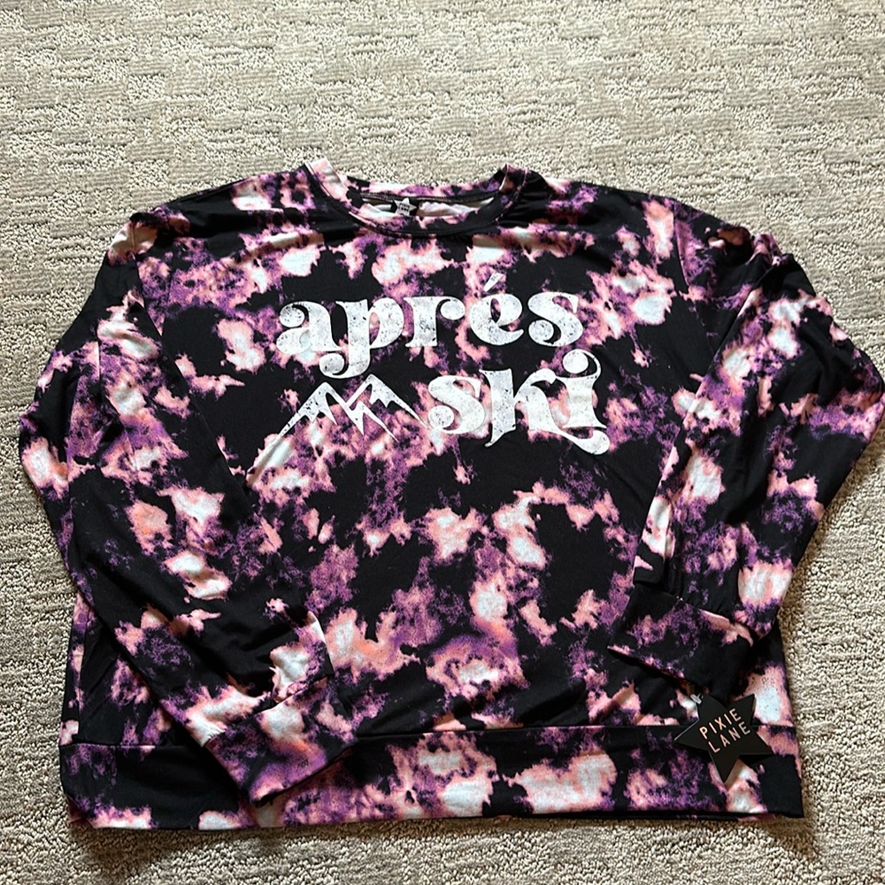Apre’s Ski Tie Dye PixieLane Large NWT LS Shirt